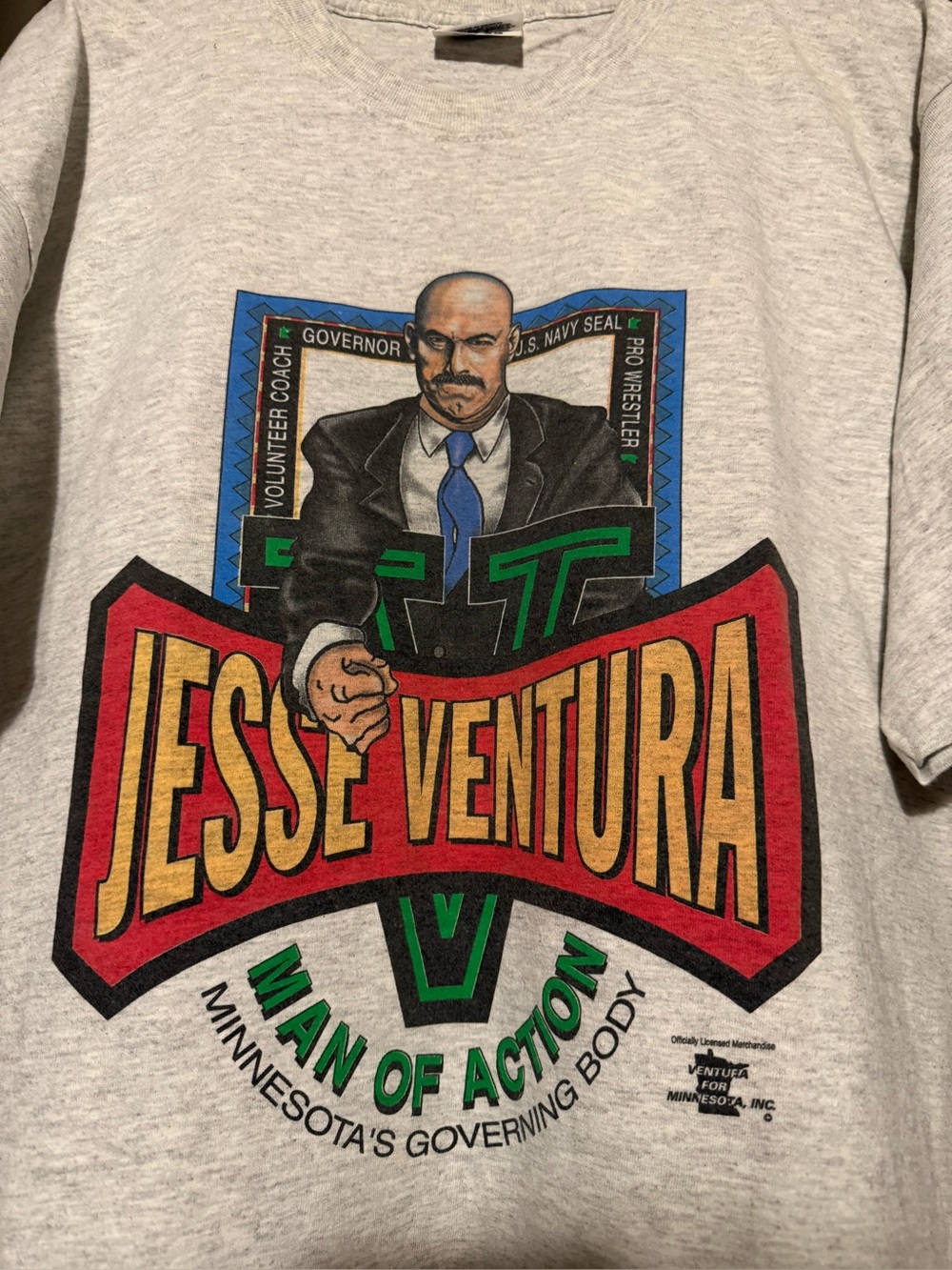 Vintage “98 Jesse Ventura WWE Gray Graphic Tee - Man of Action